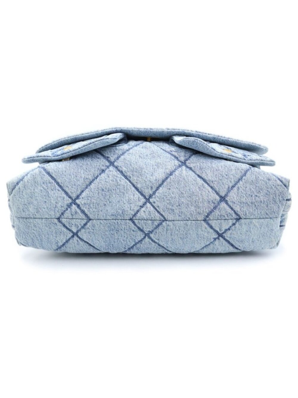 Chanel CC Logo Denim Maxi Flap Bag Handbag Bag Blue - Picture 4 of 8